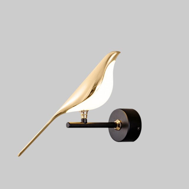 BirdLight - Stijlvolle vogelvormige wandlamp met gouden design