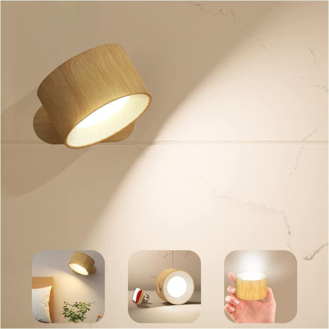 GlowFlex - Draadloze oplaadbare wandlamp met 360° draaibaarheid