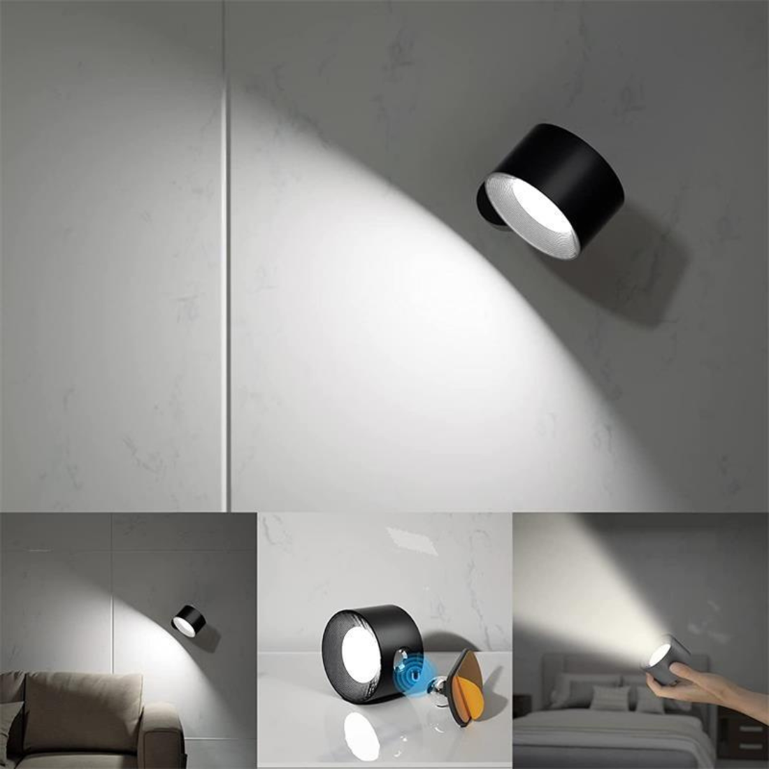 GlowFlex - Draadloze oplaadbare wandlamp met 360° draaibaarheid