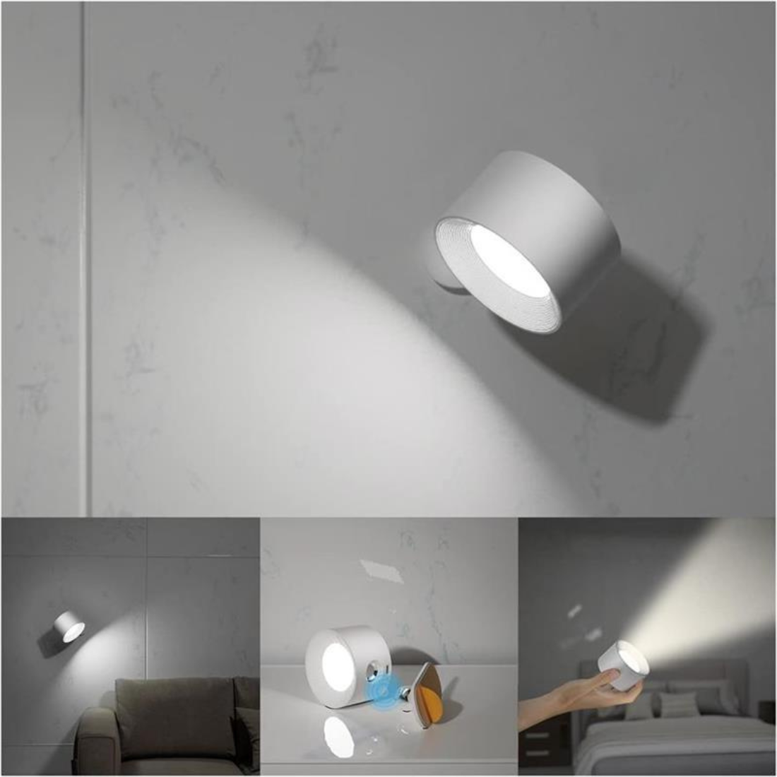 GlowFlex - Draadloze oplaadbare wandlamp met 360° draaibaarheid