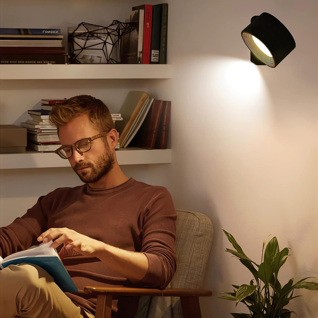 GlowFlex - Draadloze oplaadbare wandlamp met 360° draaibaarheid