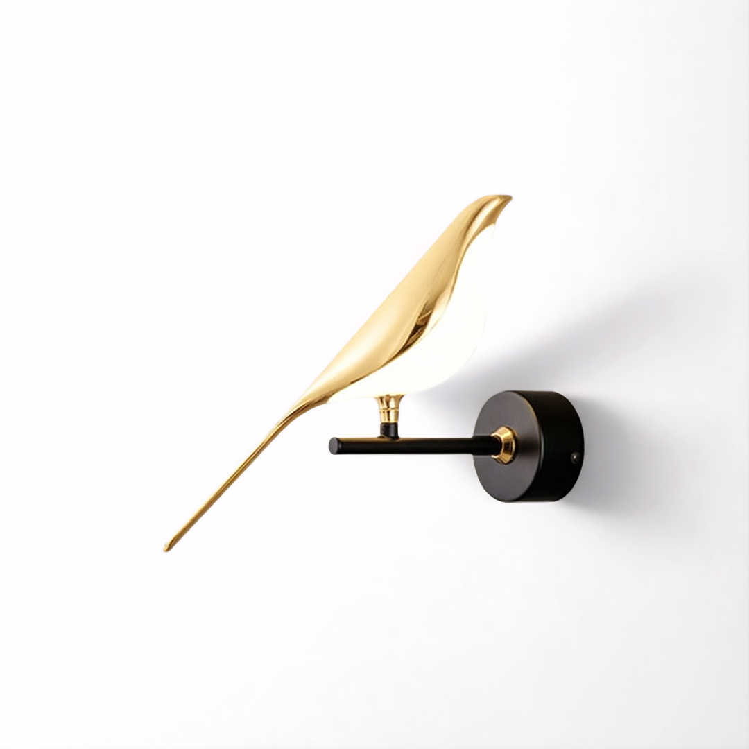 BirdLight - Stijlvolle vogelvormige wandlamp met gouden design
